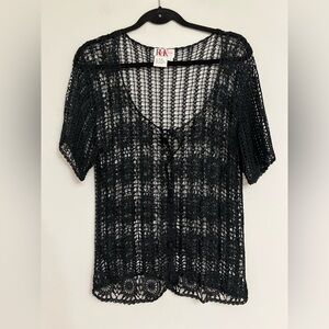 R & K Originals Black Crochet Knit Top. Pit to pit= 19”